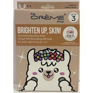 Creme Shop Brighten Up Skin Llama Face Mask Set of 3 Animated 24K Gold Hydrate